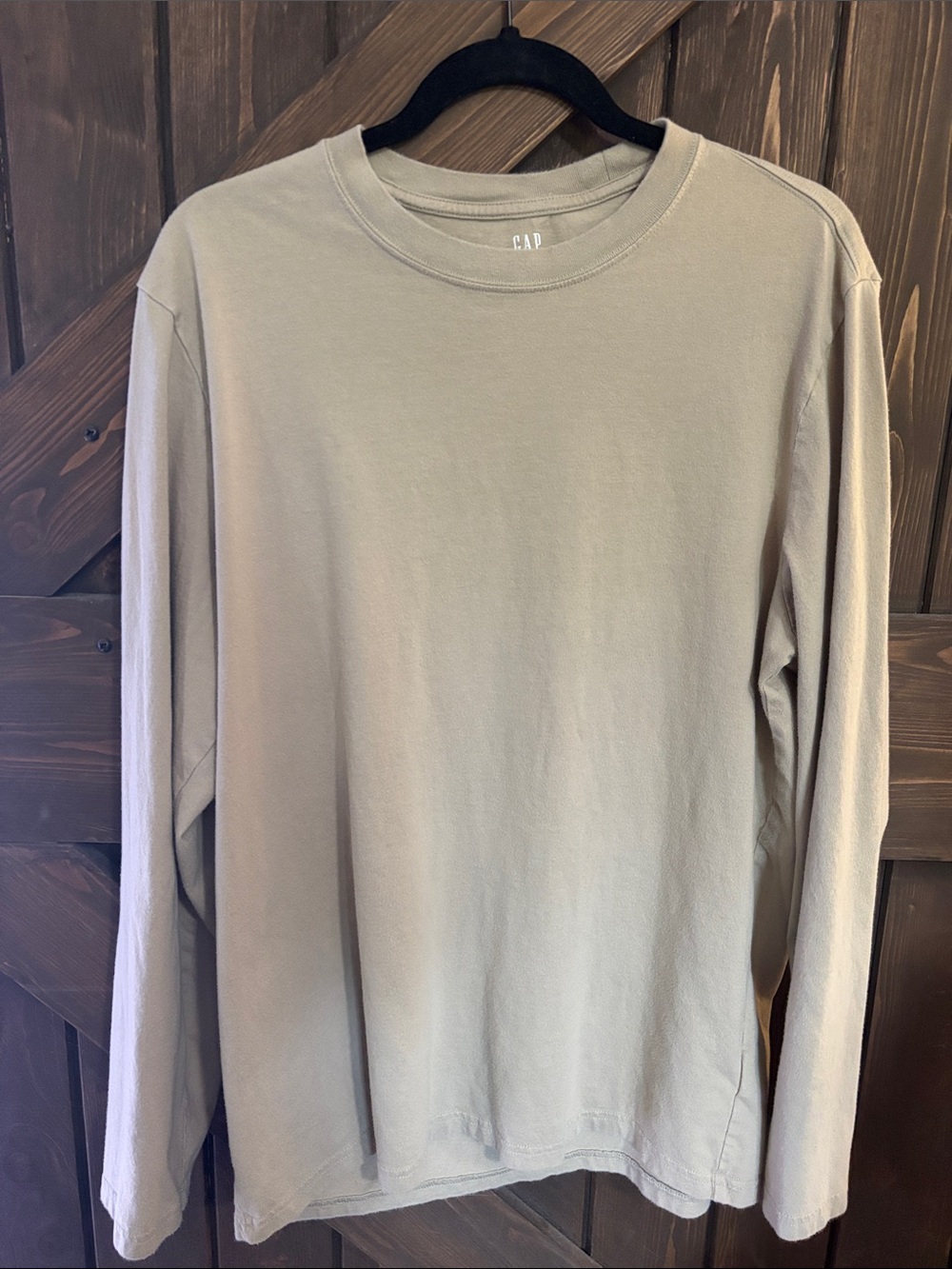 GAP Men's Long-Sleeve Crewneck Shirt - Tan